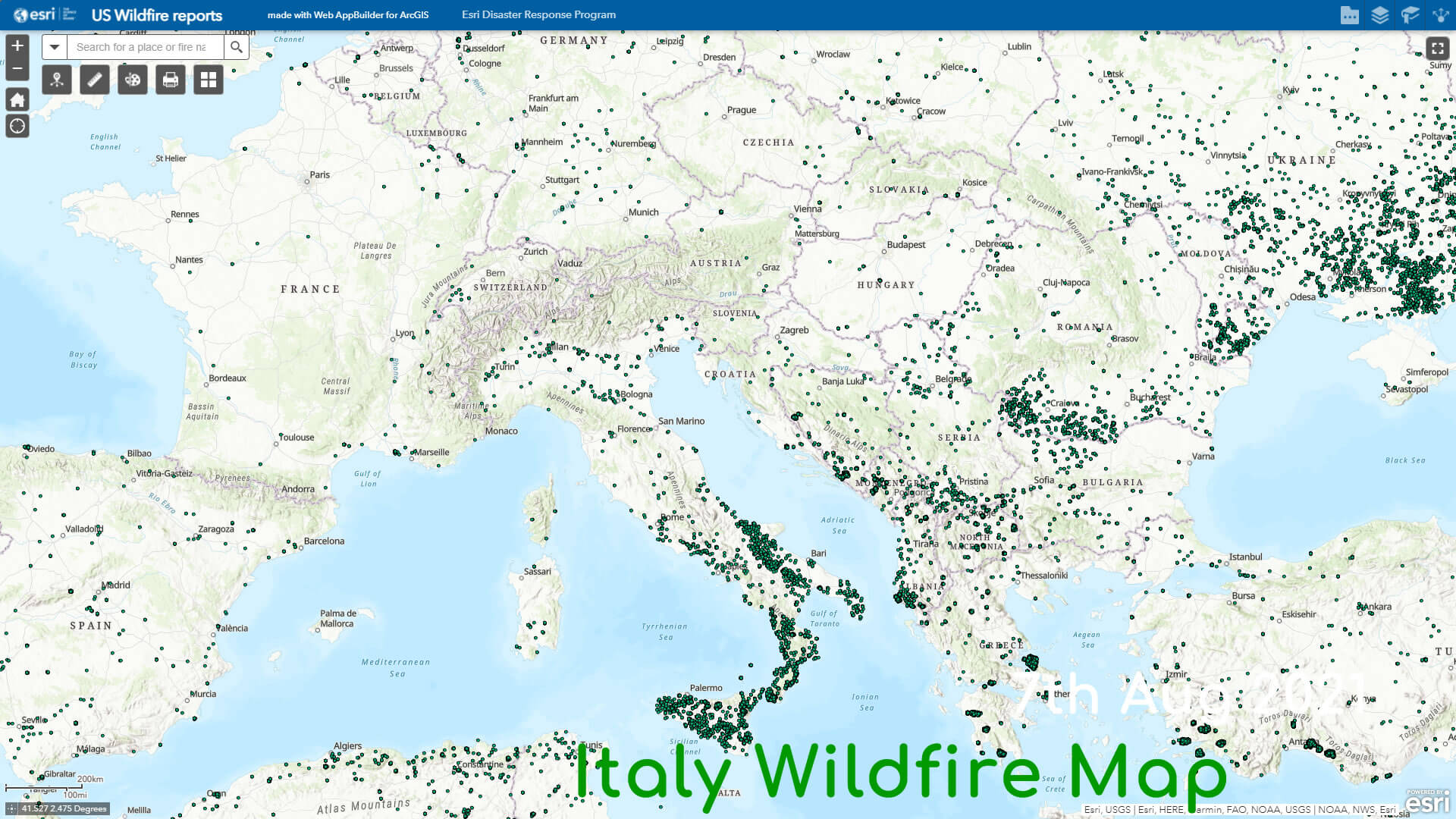 Italy Wildfire Map